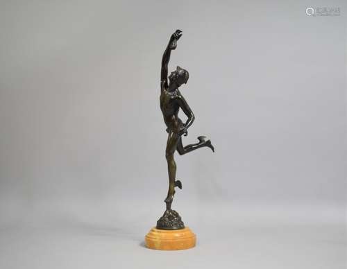 After Jean de Bologne, Bronze Figure of Mercury on Turned Ci...