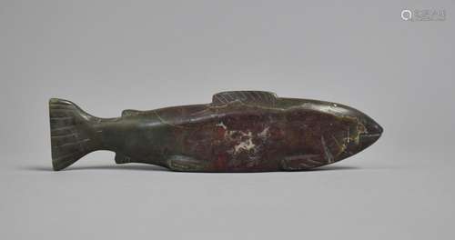 An Inuit Carved Hardstone Study of a Salmon, the Carved Ston...