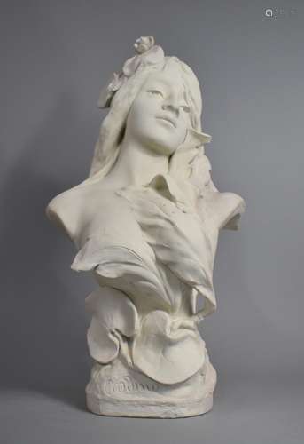 An Art Nouveau Plaster cast Bust of Mythological Water Nymph...