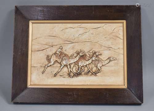 An Early 20th Century Plaster Cast Panel of a Camel Race in ...