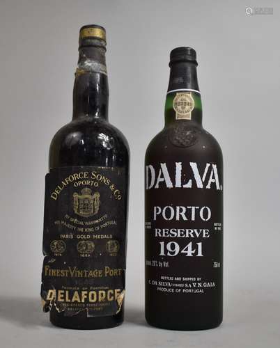 Two Bottles of Port, one Bottle 1945 Delaforce Sons and Co, ...