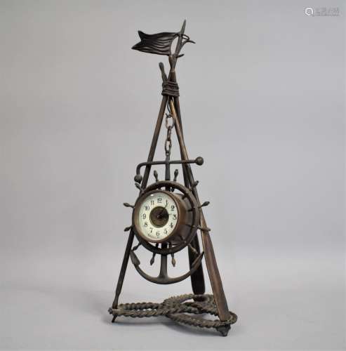 A Novelty Bronze Metal Nautical Themed Clock, the Circular M...