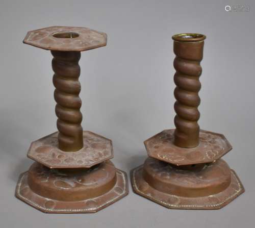 A Pair of 18th/19th Century Dutch Brass Embossed Candlestick...