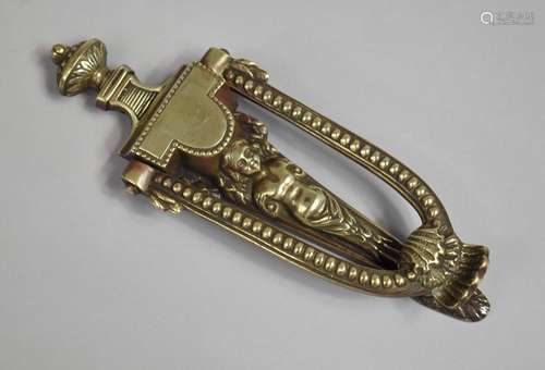 A Brass Door Knocker in the Neoclassical Style, 20cms High