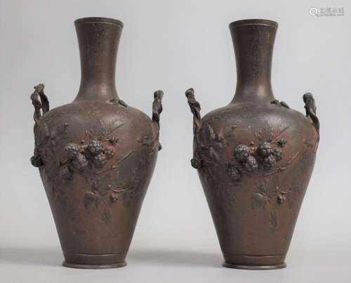 A Pair of Bronzed Spelter Vases after Francois Moreau (1832-...