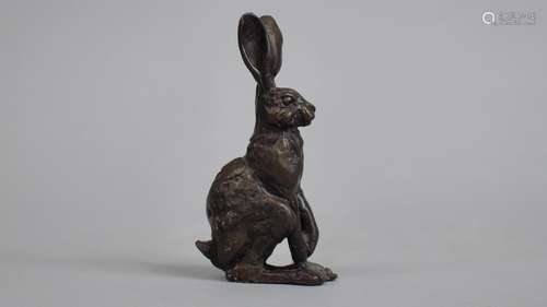 A Small Bronze Study of a Seated Hare, 8.4cms High