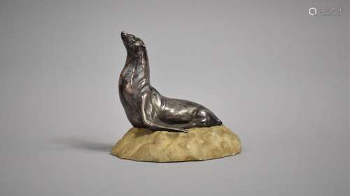 An Early 20th Century French Silvered Bronze Study of Seal, ...