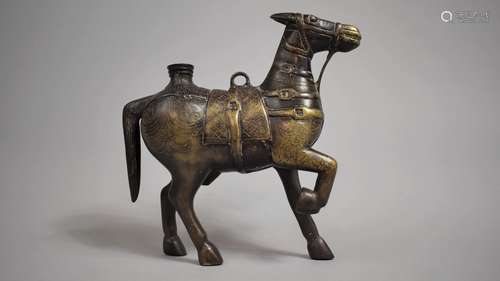 An Early Bronze Incense Burner in the form of War Horse, 20c...