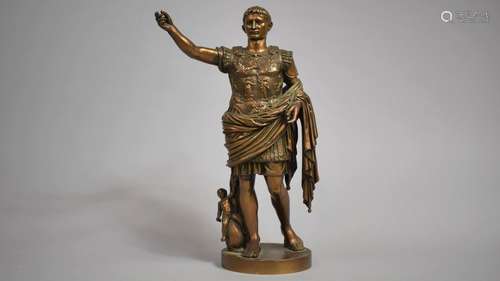 A Bronze Figure of Augustus Caesar, Depicted with Arm Outstr...