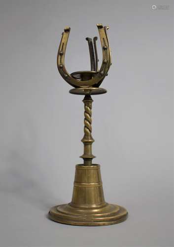 A Late Victorian Brass Novelty Candlestick , the Candle Hold...