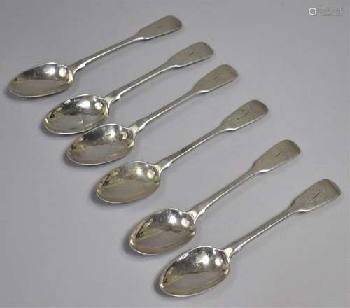 A Set of Six Georgian Teaspoons with Monogrammed V Terminals...