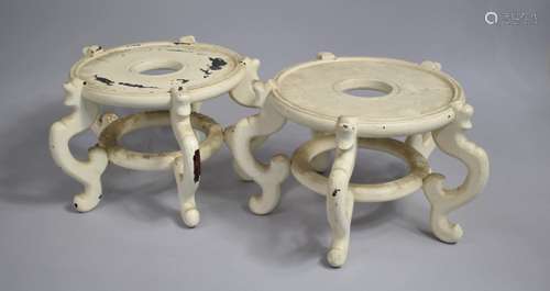 A Large Pair of Chinese Hardwood Stands, the Circular Tops R...