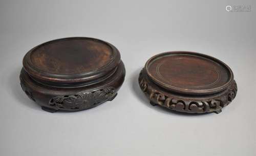 Two Carved and Pierced Chinese Vase Stands, 7cms by 18cms Di...