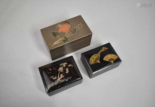 A Japanese Meiji Period Lacquer Box Finely Decorated in Gilt...