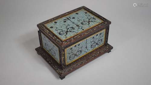 A Good Chinese Carved Hardwood Box, with Cloisonne Panels, S...