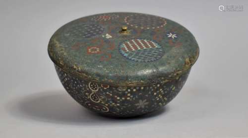 A 19th Century Cloisonne Lidded Box with Polychrome Enamel D...