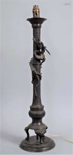 A 19th Century Japanese Bronze Altar Pricket Stand with Stem...