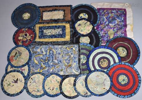 A Collection of Early Chinese Silk Panels and Roundels with ...