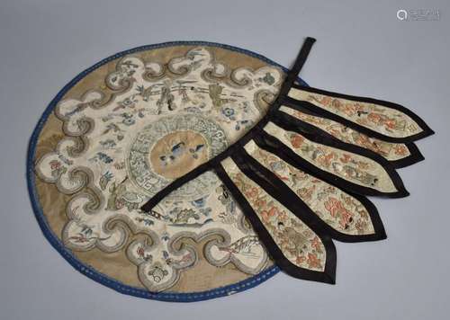 An Early Chinese Circular Embroidered Panel Decorated with M...