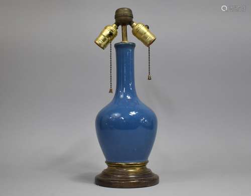 A 19th Century Chinese Monochrome Vase of Bottle form, Blue ...