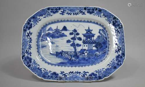 An 18th Century Chinese Blue and White Rectangular Platter, ...