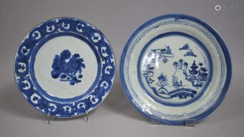 A 19th Century Chinese Blue and White Plate Decorated with R...