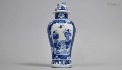 A Small 19th Century Blue and White Baluster Vase and Cover ...