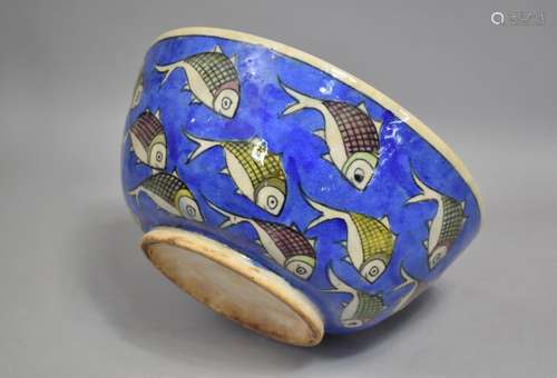 A Large Iznik/Persian Style Glazed Stoneware Bowl decorated ...