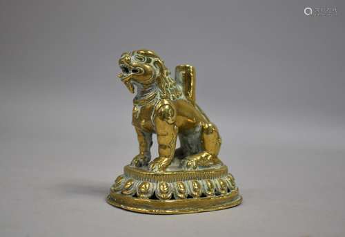 A Chinese Polished Bronze Quill Holder/Incense Burner in the...