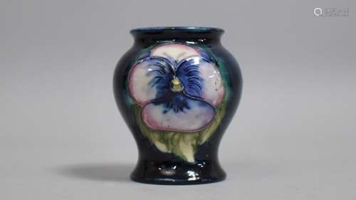 A Small Moorcroft Vase with Anemone Flower Decoration on Blu...