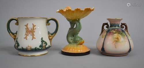 Two Pieces of Hadleys Worcester, Two Handled Vase of Squat F...