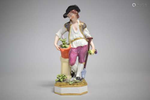 A 19th Century (c1800-25) Derby Figure, The Gardener, 16cm h...