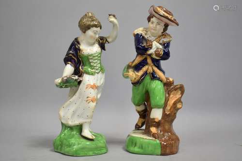 A Pair of 19th Century Glazed Porcelain Figure Groups, Figur...