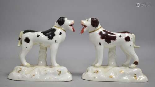 A Pair of Staffordshire Style Dogs, Modelled Standing with T...