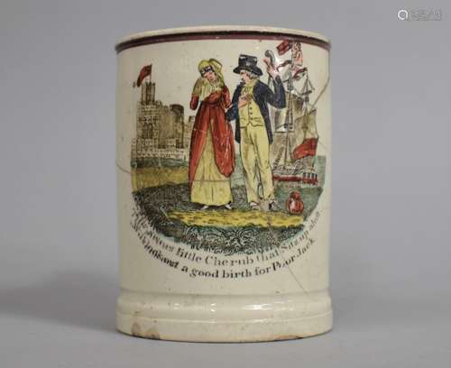 A 18th/19th Century Creamware Tankard, Having Maritime Theme...