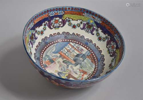 An Early 19th Century Pearlware Punch Bowl with polychrome t...