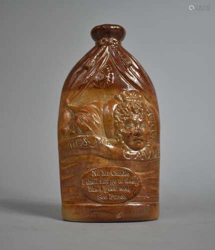 A Mid 19th Century Doulton and Watts Lambeth Pottery Flask D...