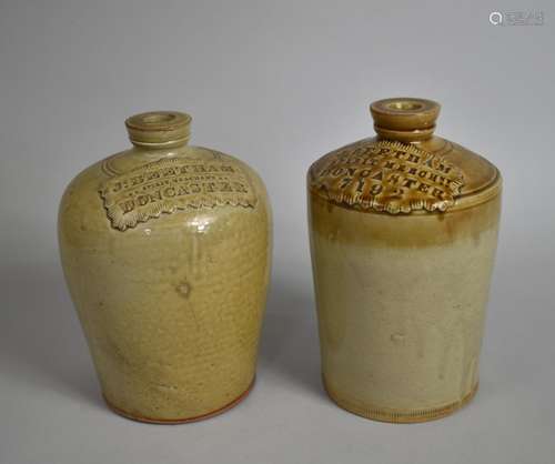 Two Large 19th Century Stoneware Spirit Bottles or Flagons, ...