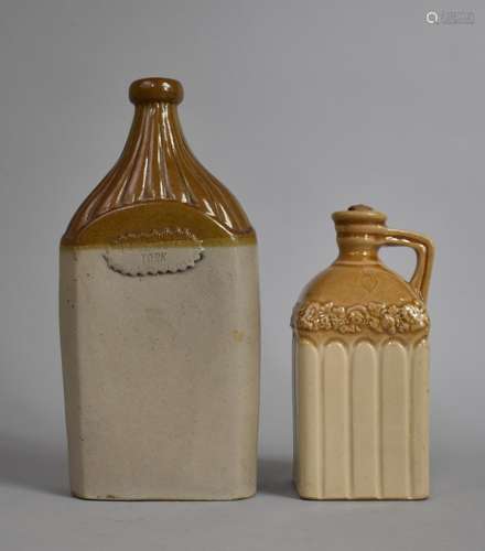 A 19th Century Stoneware Flask with applied and impressed Re...