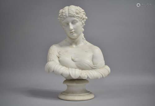 A 19th Century Parian Bust of Clytie on Circular Socle Base,...