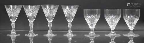 A Set of Four late 19th Century Wines with cut trumpet bowls...