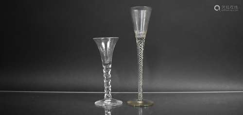 A 19th Century Drinking Glass with Trumpet Bowl on Faceted S...