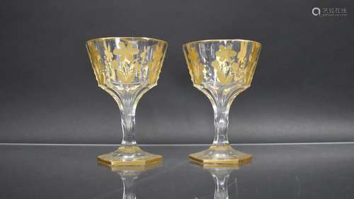 Two 19th Century Glasses with Hexagonal Bowl Running to Holl...