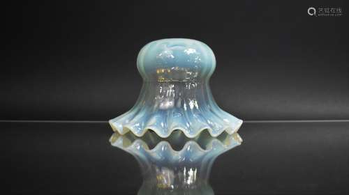 A Late Victorian Vaseline Glass Shade with Wavy Rim, 12cms H...