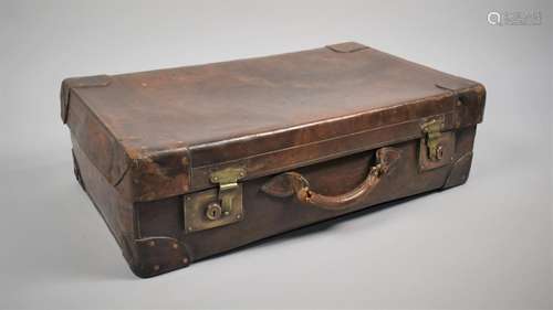 A Large Early 20th Century Leather Suitcase, 45x22x76cms Lon...