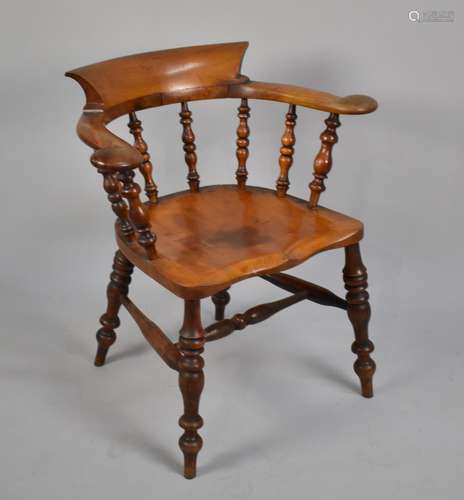 A 19th Century Elm Seated Captains Chair, with spindle back ...