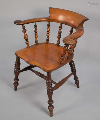 A 19th Century Elm Seated Captains Chair, with spindle back ...