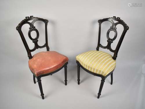 A Pair of 19th Century French Ebonised Salon Chairs with Car...