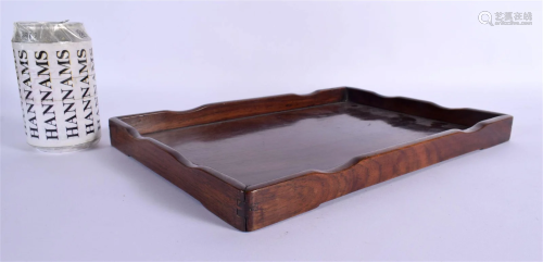 A GOOD 19TH CENTURY CHINESE HUANGHUALI RECTANGULAR FORM TRAY...