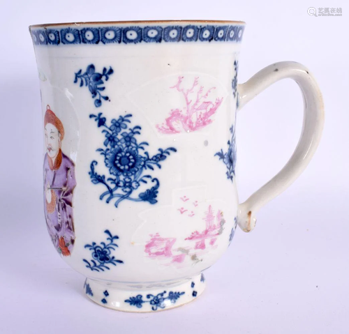 AN UNUSUAL 18TH CENTURY CHINESE EXPORT FAMILLE ROSE MUG Qian...